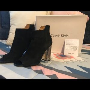 Calvin Klein peep-toe booties